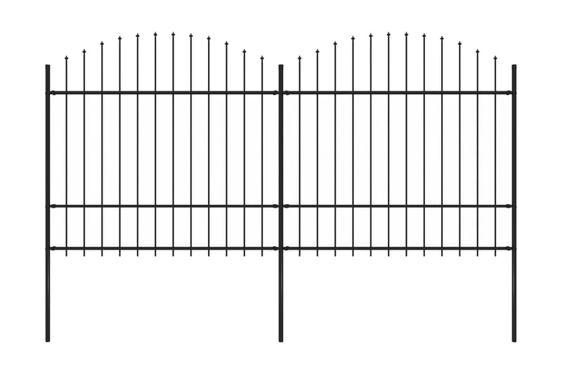 Hagegjerde med spydtopp stål (1,5-1,75)x3,4 m svart - Svart - Hagemøbler & utemiljø - Hagedekorasjon & utemiljø - Gjerder & Grinder