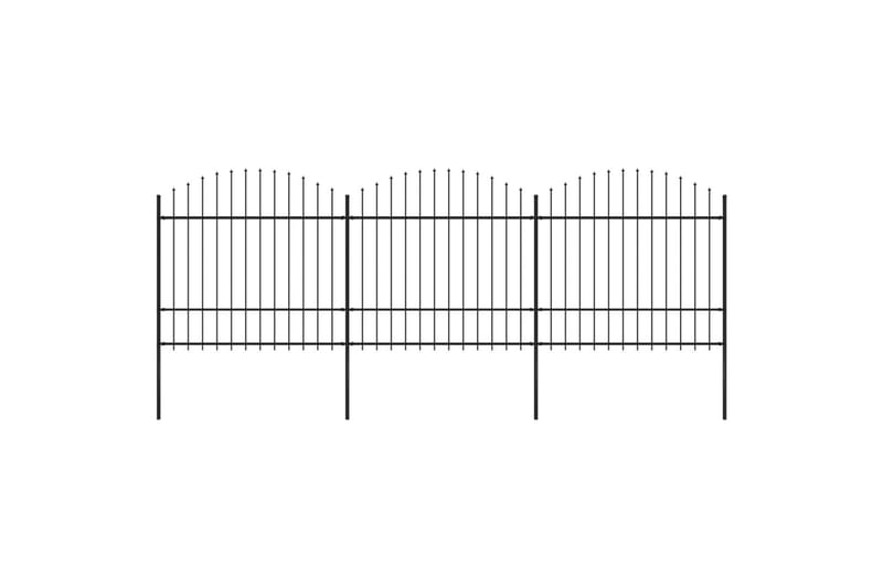 Hagegjerde med spydtopp stål (1,5-1,75)x5,1 m svart - Svart - Hagemøbler & utemiljø - Hagedekorasjon & utemiljø - Gjerder & Grinder