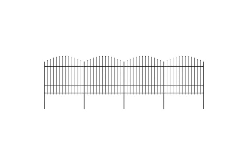 Hagegjerde med spydtopp stål (1,5-1,75)x6,8 m svart - Svart - Hagemøbler & utemiljø - Hagedekorasjon & utemiljø - Gjerder & Grinder