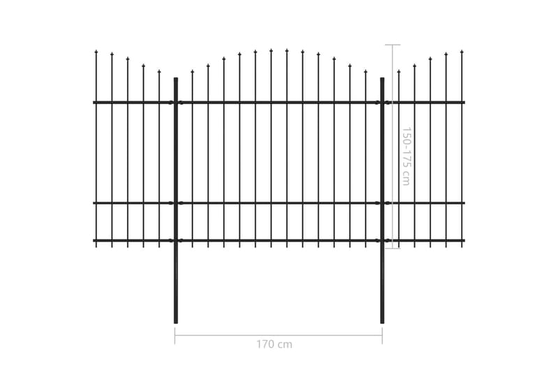 Hagegjerde med spydtopp stål (1,5-1,75)x8,5 m svart - Hagemøbler & utemiljø - Hagedekorasjon & utemiljø - Gjerder & Grinder