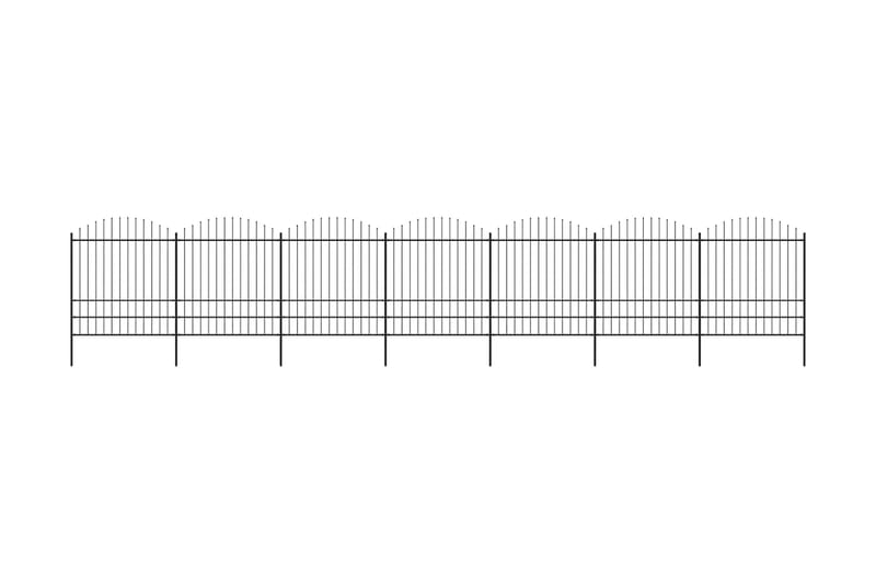 Hagegjerde med spydtopp stål (1,75-2)x11,9 m svart - Gjerder & Grinder