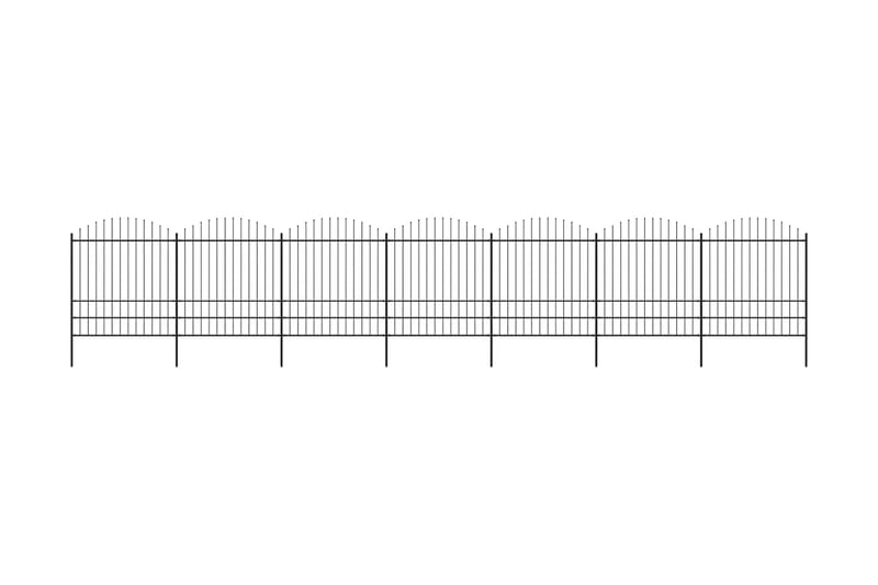 Hagegjerde med spydtopp stål (1,75-2)x11,9 m svart - Hagemøbler & utemiljø - Hagedekorasjon & utemiljø - Gjerder & Grinder