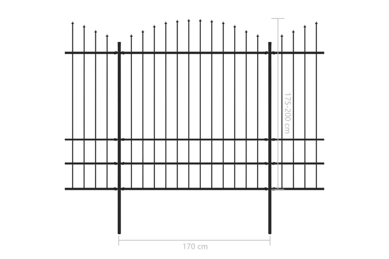 Hagegjerde med spydtopp stål (1,75-2)x11,9 m svart - Gjerder & Grinder