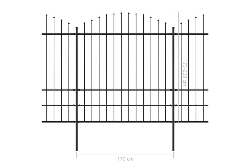 Hagegjerde med spydtopp stål (1,75-2)x13,6 m svart - Gjerder & Grinder