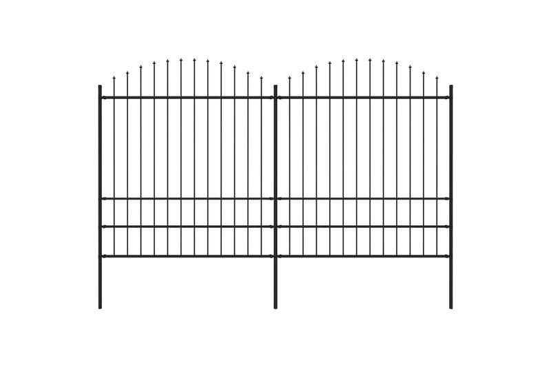 Hagegjerde med spydtopp stål (1,75-2)x3,4 m svart - Hagemøbler & utemiljø - Hagedekorasjon & utemiljø - Gjerder & Grinder