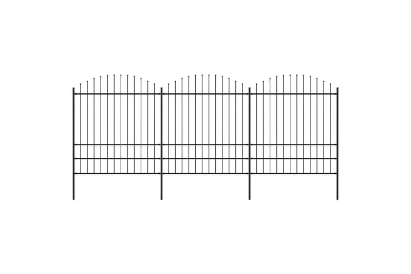 Hagegjerde med spydtopp stål (1,75-2)x5,1 m svart - Hagemøbler & utemiljø - Hagedekorasjon & utemiljø - Gjerder & Grinder