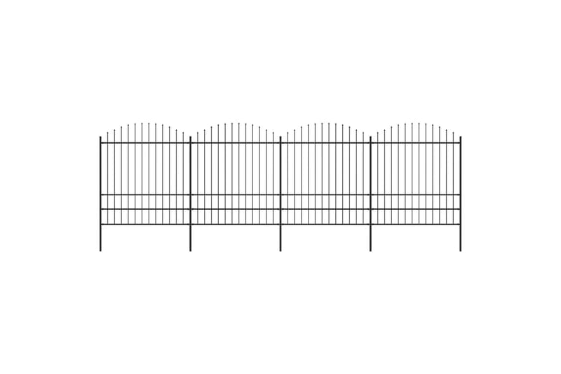 Hagegjerde med spydtopp stål (1,75-2)x6,8 m svart - Hagemøbler & utemiljø - Hagedekorasjon & utemiljø - Gjerder & Grinder