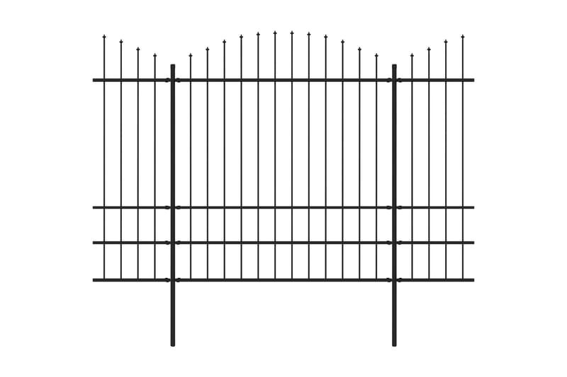 Hagegjerde med spydtopp stål (1,75-2)x8,5 m svart - Hagemøbler & utemiljø - Hagedekorasjon & utemiljø - Gjerder & Grinder