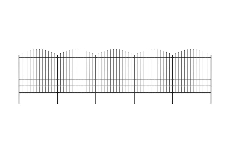 Hagegjerde med spydtopp stål (1,75-2)x8,5 m svart - Hagemøbler & utemiljø - Hagedekorasjon & utemiljø - Gjerder & Grinder