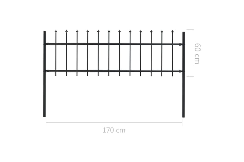 Hagegjerde med spydtopp stål 1,7x0,6 m svart - Hagemøbler & utemiljø - Hagedekorasjon & utemiljø - Gjerder & Grinder
