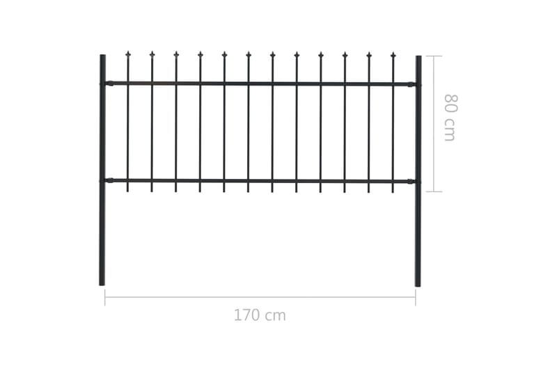 Hagegjerde med spydtopp stål 1,7x0,8 m svart - Hagemøbler & utemiljø - Hagedekorasjon & utemiljø - Gjerder & Grinder