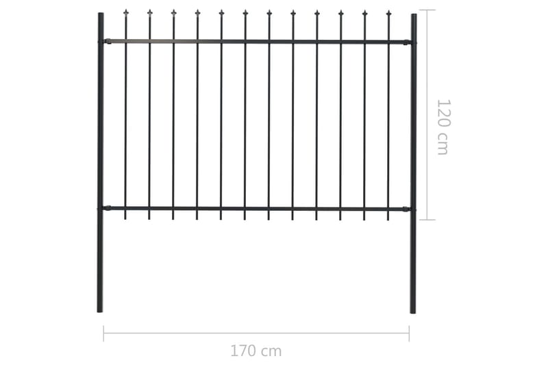 Hagegjerde med spydtopp stål 1,7x1,2 m svart - Hagemøbler & utemiljø - Hagedekorasjon & utemiljø - Gjerder & Grinder