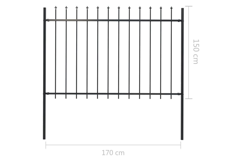 Hagegjerde med spydtopp stål 1,7x1,5 m svart - Hagemøbler & utemiljø - Hagedekorasjon & utemiljø - Gjerder & Grinder