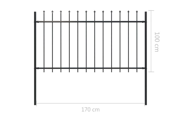 Hagegjerde med spydtopp stål 1,7x1 m svart - Hagemøbler & utemiljø - Hagedekorasjon & utemiljø - Gjerder & Grinder