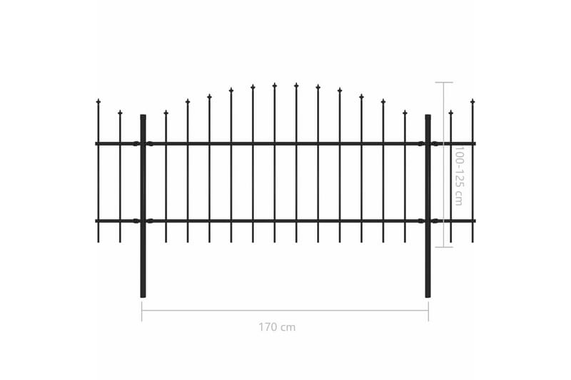 Hagegjerde med spydtopp stål (1-1,25)x10,2 m svart - Hagemøbler & utemiljø - Hagedekorasjon & utemiljø - Gjerder & Grinder