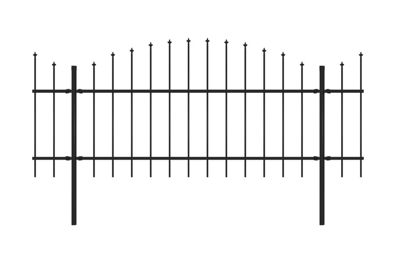 Hagegjerde med spydtopp stål (1-1,25)x11,9 m svart - Hagemøbler & utemiljø - Hagedekorasjon & utemiljø - Gjerder & Grinder