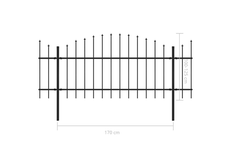 Hagegjerde med spydtopp stål (1-1,25)x11,9 m svart - Hagemøbler & utemiljø - Hagedekorasjon & utemiljø - Gjerder & Grinder