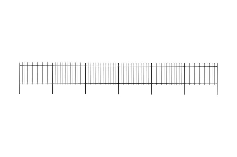 Hagegjerde med spydtopp stål 10,2x1,2 m svart - Svart - Hagemøbler & utemiljø - Hagedekorasjon & utemiljø - Gjerder & Grinder