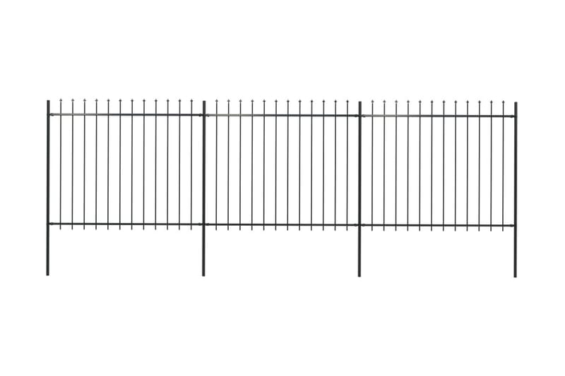 Hagegjerde med spydtopp stål 5,1x1,5 m svart - Svart - Hagemøbler & utemiljø - Hagedekorasjon & utemiljø - Gjerder & Grinder