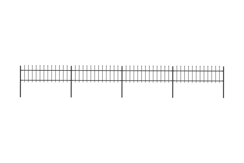 Hagegjerde med spydtopp stål 6,8x0,6 m svart - Svart - Hagemøbler & utemiljø - Hagedekorasjon & utemiljø - Gjerder & Grinder