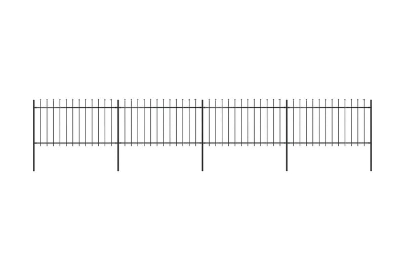 Hagegjerde med spydtopp stål 6,8x1 m svart - Svart - Hagemøbler & utemiljø - Hagedekorasjon & utemiljø - Gjerder & Grinder