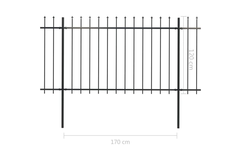 Hagegjerde med spydtopp stål 8,5x1,2 m svart - Hagemøbler & utemiljø - Hagedekorasjon & utemiljø - Gjerder & Grinder