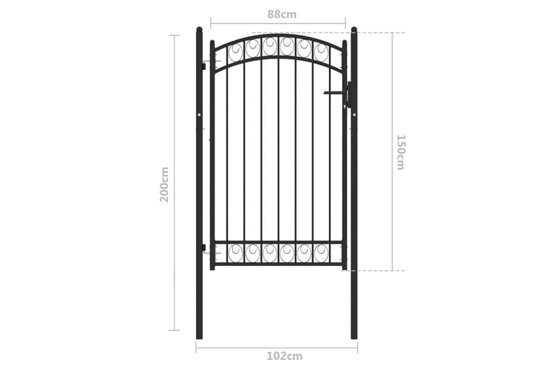 Hageport med buet topp stål 100x150 cm svart - Svart - Hagemøbler & utemiljø - Hagedekorasjon & utemiljø - Gjerder & Grinder