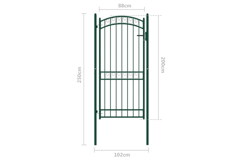 Hageport med buet topp stål 100x200 cm grønn - grønn - Hagemøbler & utemiljø - Hagedekorasjon & utemiljø - Gjerder & Grinder