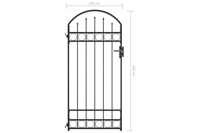 Hageport med buet topp stål 100x200 cm svart - Hagemøbler & utemiljø - Hagedekorasjon & utemiljø - Gjerder & Grinder