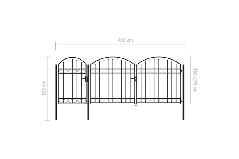 Hageport med buet topp stål 2,25x4 m svart - Hagemøbler & utemiljø - Hagedekorasjon & utemiljø - Gjerder & Grinder