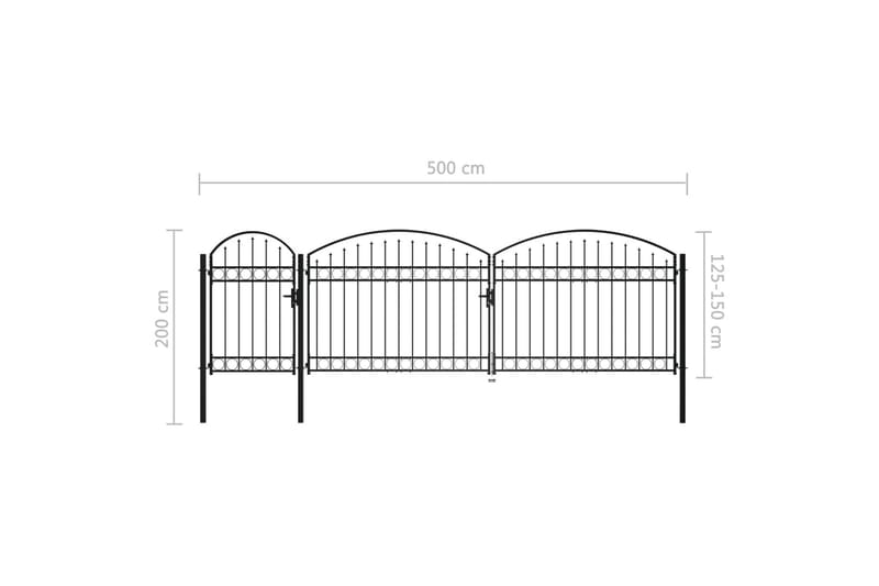 Hageport med buet topp stål 2x5 m svart - Hagemøbler & utemiljø - Hagedekorasjon & utemiljø - Gjerder & Grinder