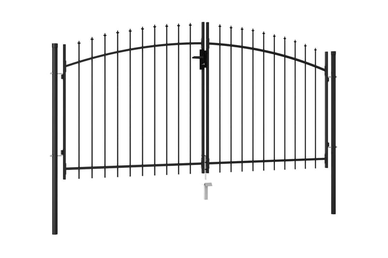 Hageport med dobbel dør og spisser stål 3x1,5 cm svart - Hagemøbler & utemiljø - Hagedekorasjon & utemiljø - Gjerder & Grinder