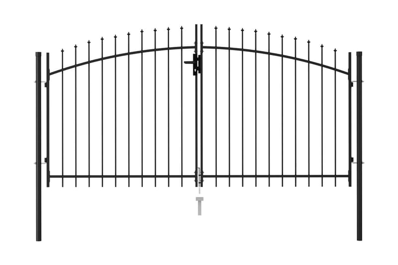 Hageport med dobbel dør og spisser stål 3x1,5 cm svart - Hagemøbler & utemiljø - Hagedekorasjon & utemiljø - Gjerder & Grinder