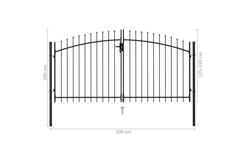 Hageport med dobbel dør og spisser stål 3x1,5 cm svart - Hagemøbler & utemiljø - Hagedekorasjon & utemiljø - Gjerder & Grinder