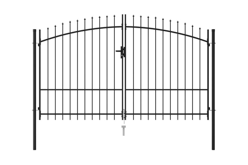 Hageport med dobbel dør og spisser stål 3x2 cm svart - Hagemøbler & utemiljø - Hagedekorasjon & utemiljø - Gjerder & Grinder