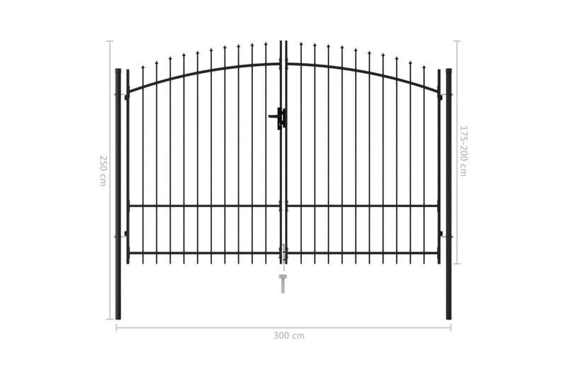 Hageport med dobbel dør og spisser stål 3x2 cm svart - Hagemøbler & utemiljø - Hagedekorasjon & utemiljø - Gjerder & Grinder