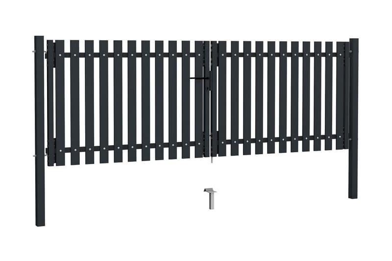 Hageport med dobbel dør stål 306x150 cm antrasitt - Antrasittgrå - Hagemøbler & utemiljø - Hagedekorasjon & utemiljø - Gjerder & Grinder