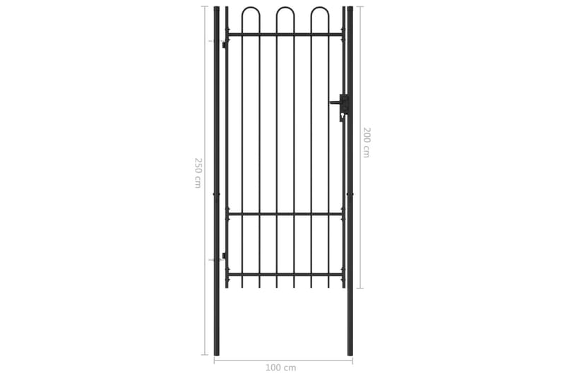 Hageport med en dør og buet topp stål 1x2 m svart - Hagemøbler & utemiljø - Hagedekorasjon & utemiljø - Gjerder & Grinder