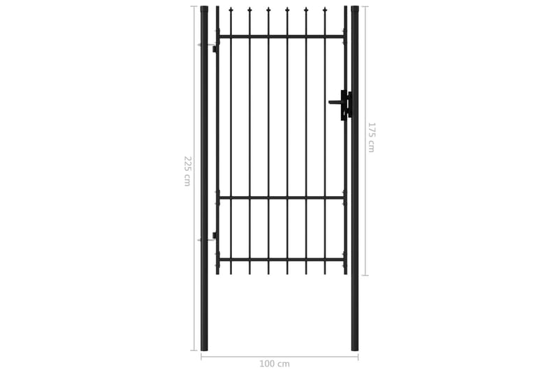 Hageport med en dør og spisser stål 1x1,75 m svart - Hagemøbler & utemiljø - Hagedekorasjon & utemiljø - Gjerder & Grinder