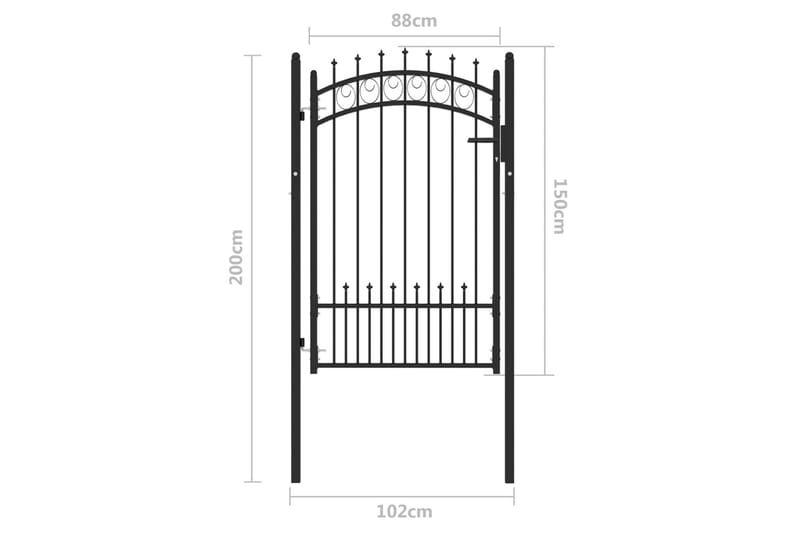 Hageport med pigger stål 100x150 cm svart - Svart - Hagemøbler & utemiljø - Hagedekorasjon & utemiljø - Gjerder & Grinder