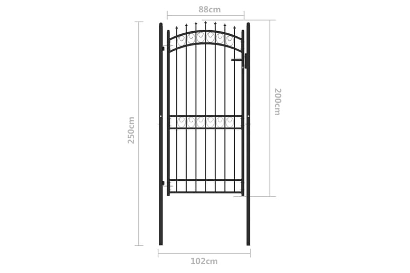 Hageport med pigger stål 100x200 cm svart - Svart - Hagemøbler & utemiljø - Hagedekorasjon & utemiljø - Gjerder & Grinder