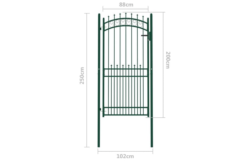 Hageport med pigger stål 100x200 cm grønn - grønn - Hagemøbler & utemiljø - Hagedekorasjon & utemiljø - Gjerder & Grinder