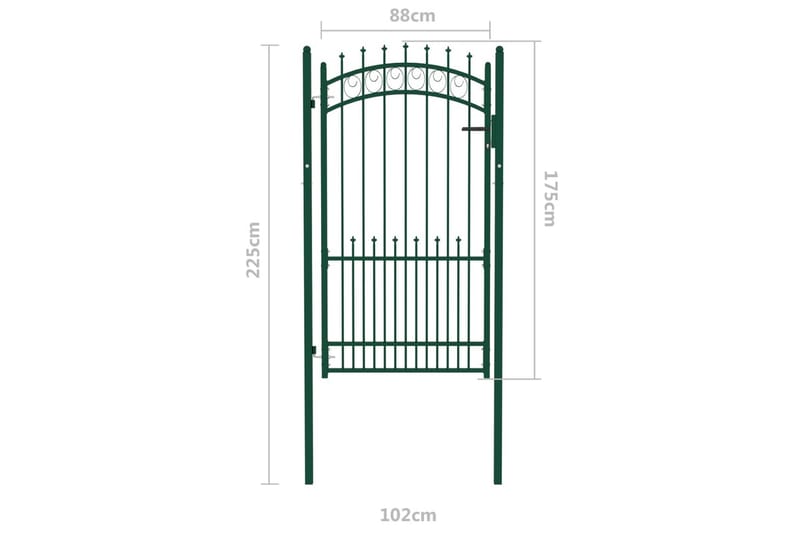 Hageport med pigger stål 100x175 cm grønn - grønn - Hagemøbler & utemiljø - Hagedekorasjon & utemiljø - Gjerder & Grinder