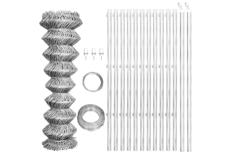 Kjedegjerde med stolpe galvanisert stål 25x1 m sølv - Hagemøbler & utemiljø - Hagedekorasjon & utemiljø - Gjerder & Grinder