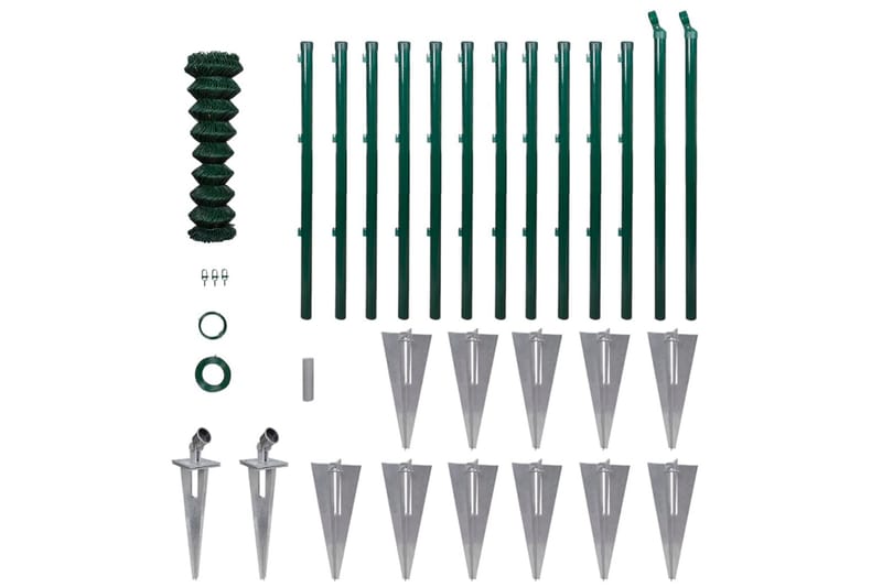 Kjedegjerde med stolpepigger galvanisert stål 1,0x25 m - Hagemøbler & utemiljø - Hagedekorasjon & utemiljø - Gjerder & Grinder