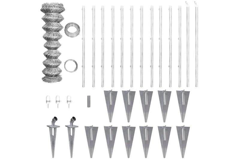 Kjedegjerde med stolpepigger galvanisert stål 25x1,25 m - Hagemøbler & utemiljø - Hagedekorasjon & utemiljø - Gjerder & Grinder