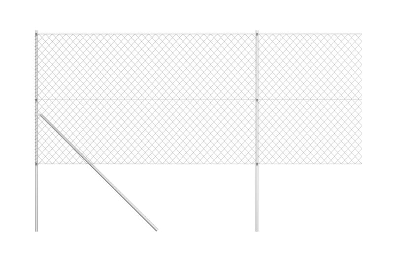 Kjedegjerde med stolper galvanisert stål 15x1,5 m sølv - Hagemøbler & utemiljø - Hagedekorasjon & utemiljø - Gjerder & Grinder