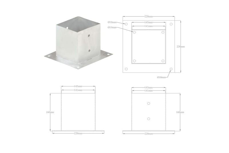 Stolpeankere 4 stk galvanisert metall 141 mm - Hagemøbler & utemiljø - Hagedekorasjon & utemiljø - Gjerder & Grinder