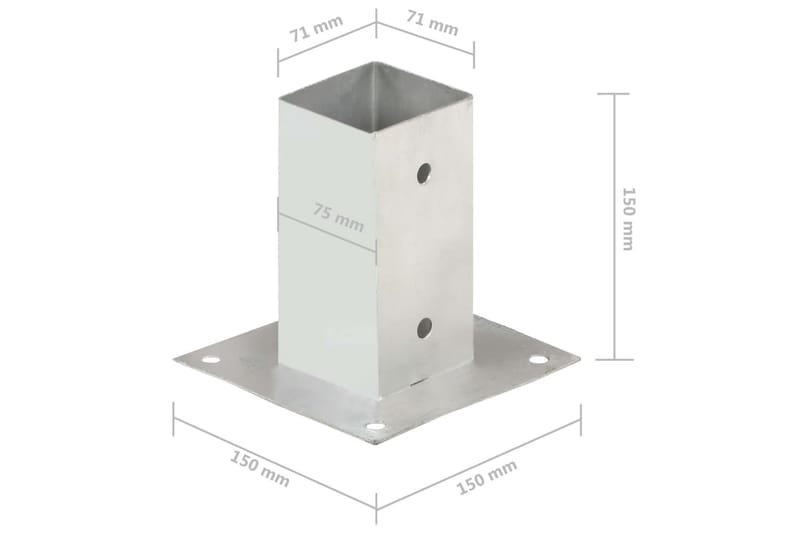 Stolpeankere 4 stk galvanisert metall 71 mm - Hagemøbler & utemiljø - Hagedekorasjon & utemiljø - Gjerder & Grinder