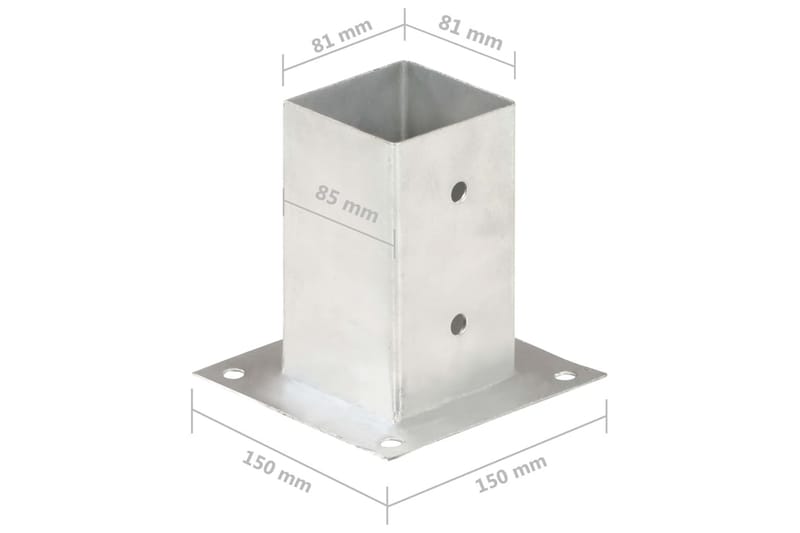 Stolpeankere 4 stk galvanisert metall 81 mm - Hagemøbler & utemiljø - Hagedekorasjon & utemiljø - Gjerder & Grinder